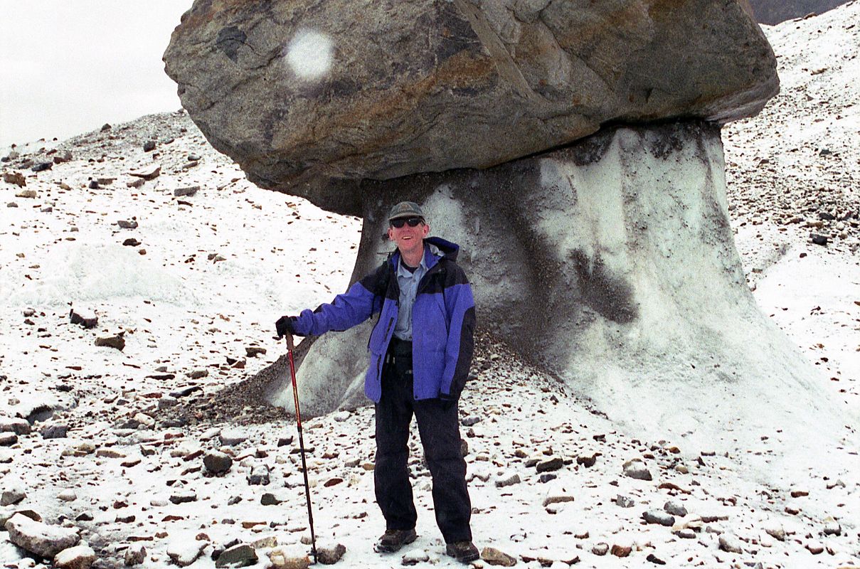 05 Jerome Ryan With Large Rock Resting Precariously On Ice Pedestal